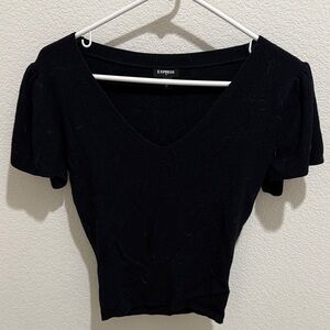 Express Black V-Neck Crop Top sweater
